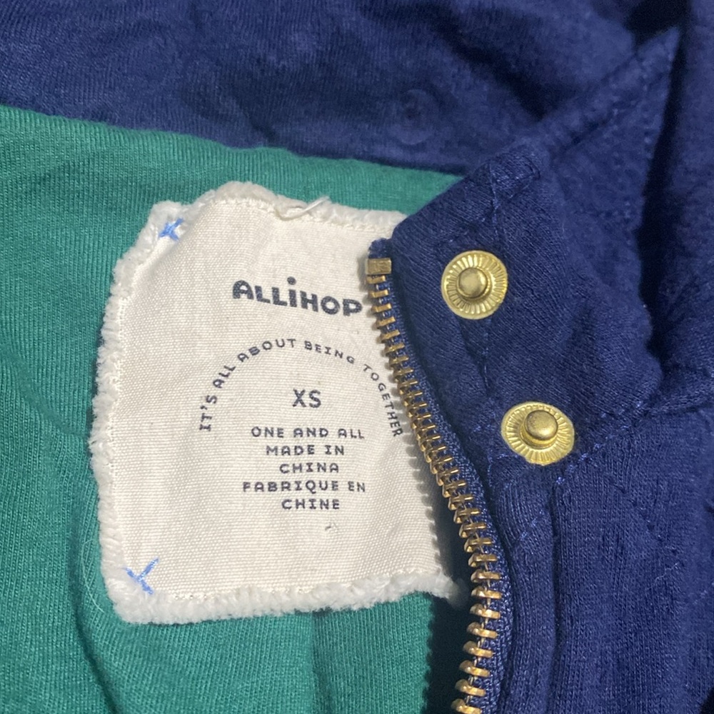 Anthro Allihop Navy Quilted Hooded Jacket - Picture 7 of 8
